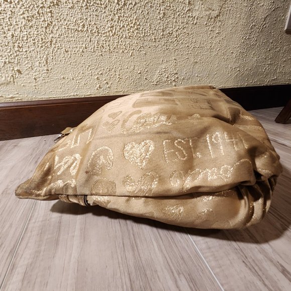 Vintage Coach Poppy Story Patch Gold Glam Tote Bag - Picture 10 of 14